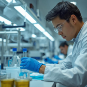 A researcher performing custom assay development services in the US